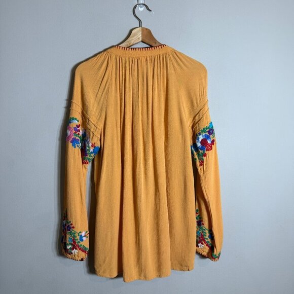 Sundance Catalog Fabled Table Embroidered Blouse Women's Small Gold Floral Flowy - Picture 4 of 13